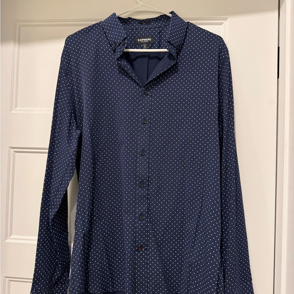 Express Dark Blue Dotted Men's Shirt